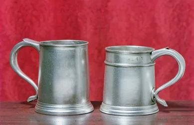 Tankards, left to right: by Timbrell and Bentley of London, 1713; by Nathaniel Locke of London, 1716